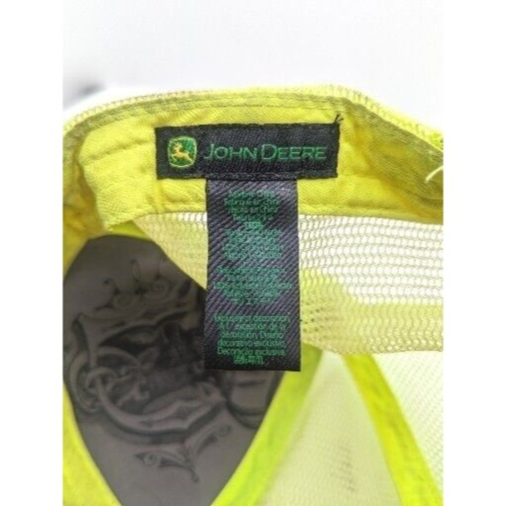 John Deere Adjustable Gray/ lime green Mesh Advertising Logo Hat Cap - Picture 10 of 10